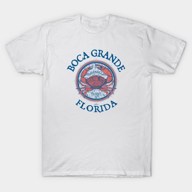 Boca Grande, Florida, with Stone Crab on Wind Rose T-Shirt by jcombs